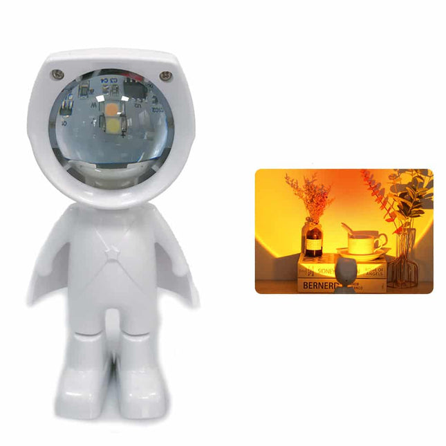 Astronautti auringonlasku-projektori tunnelmavaloksi