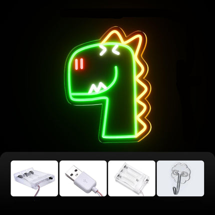 Vihreä dinosaurus neon-valo lastenhuoneeseen