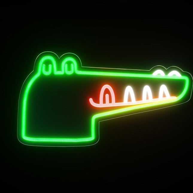 Krokotiilin pää neon-valo seinälle