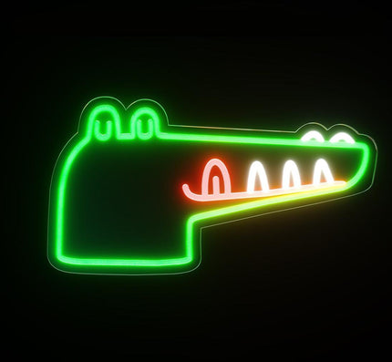 Krokotiilin pää neon-valo seinälle
