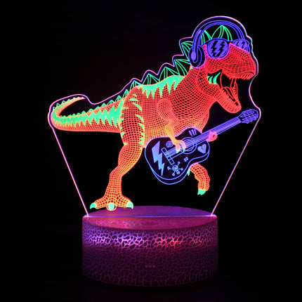 Kitaraa soittava dinosaurus 3D-yövalo