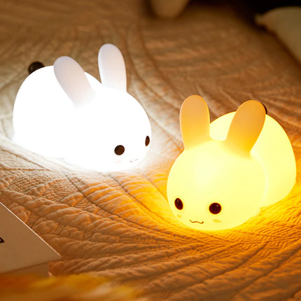 Kosketuksella säädettävä silikoninen pupu-yövalo