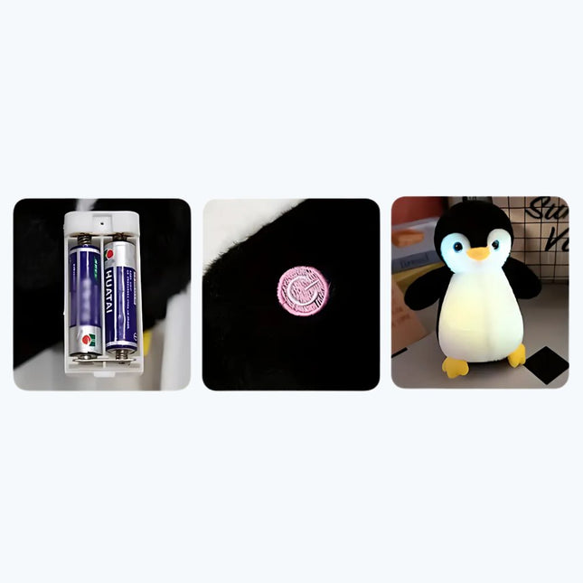 Söpö pingviini pehmolelu LED-valoilla