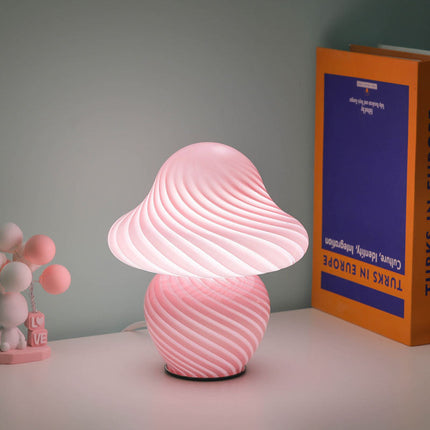 Lasinen sienenmuotoinen design pöytälamppu