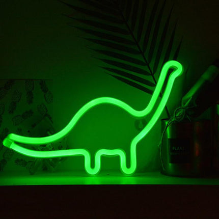 Vihreä dinosaurus neon-koristevalo