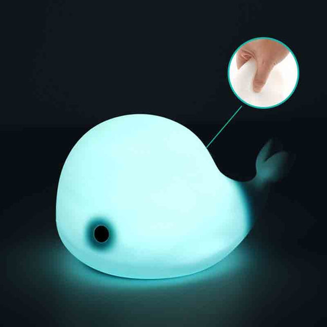 Pehmeä silikoninen valas yövalo vauvalle