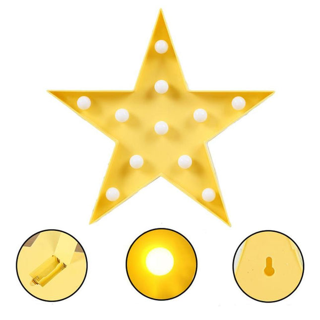 Tähden muotoinen LED-koristevalaisin lastenhuoneeseen