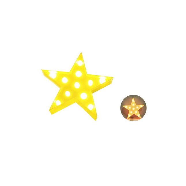 Tähden muotoinen LED-koristevalaisin lastenhuoneeseen