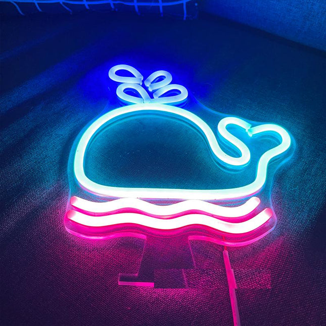 Valas neon LED-seinävalaisin lastenhuoneeseen