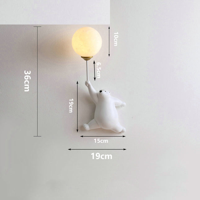 Nallekarhu seinävalaisin ilmapallolla lastenhuoneeseen