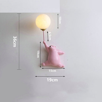 Nallekarhu seinävalaisin ilmapallolla lastenhuoneeseen