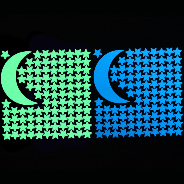 Pimeässä hohtavat seinätarrat tähdet kuu