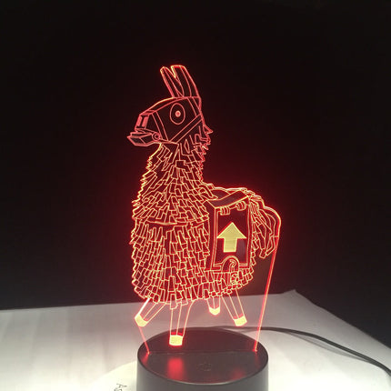 Peliteemainen 3D laama LED-yövalo