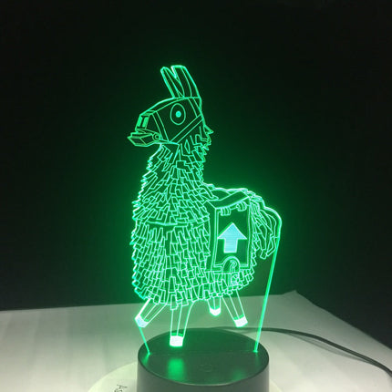 Peliteemainen 3D laama LED-yövalo