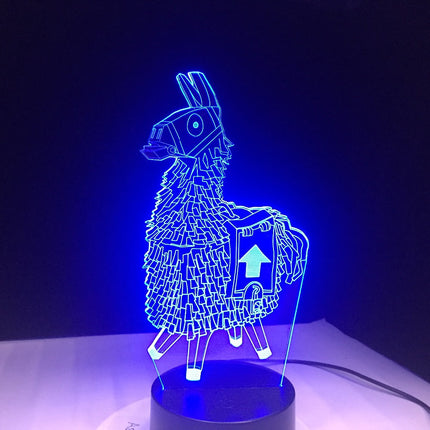 Peliteemainen 3D laama LED-yövalo
