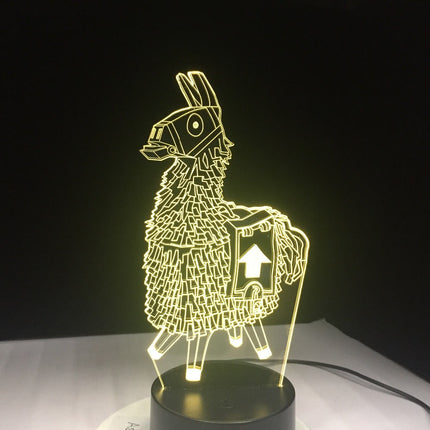 Peliteemainen 3D laama LED-yövalo