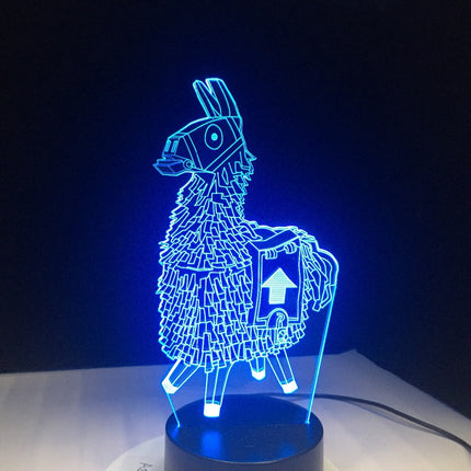 Peliteemainen 3D laama LED-yövalo