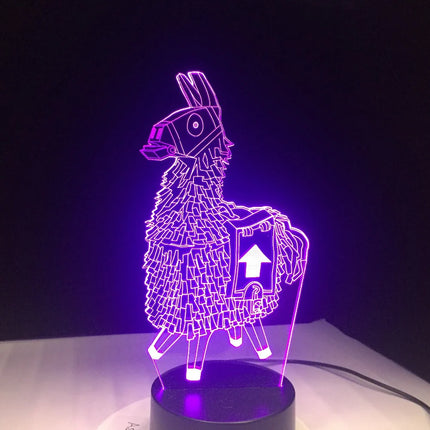 Peliteemainen 3D laama LED-yövalo