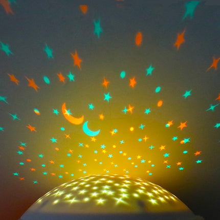 Tähti pehmolelu yövalo-projektorilla lapsille