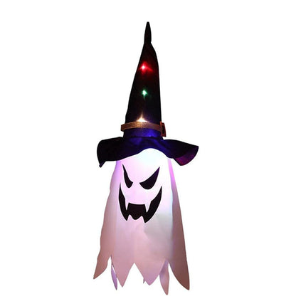 Valaistu Halloween-haamu noidanhatulla