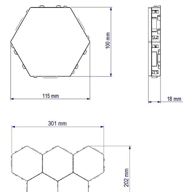 Modulaariset kuusikulmio LED-seinävalot kosketuksella