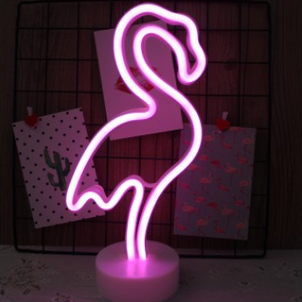 Pinkki flamingo LED-neonvalo pöydälle