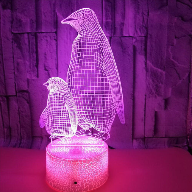 3D pingviini LED-yövalo lapsille