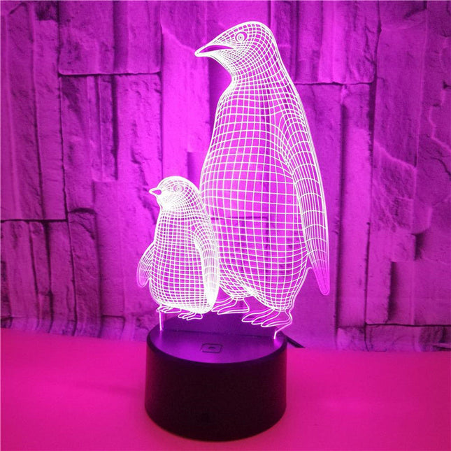 3D pingviini LED-yövalo lapsille