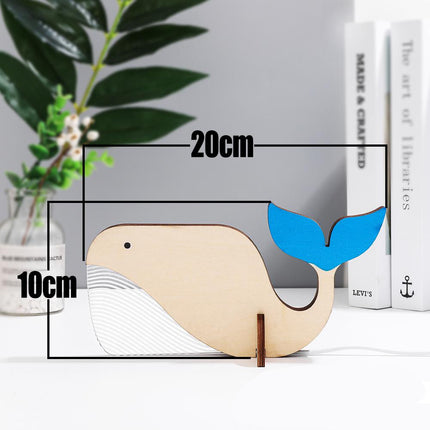 Puinen valas-yövalo lastenhuoneeseen