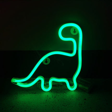 Dinosaurus neon-kyltti LED-valolla seinälle