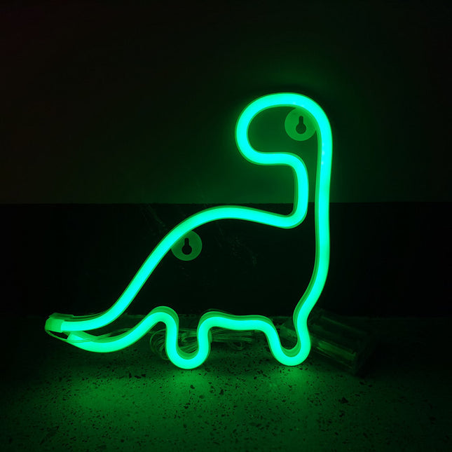 Dinosaurus neon-kyltti LED-valolla seinälle