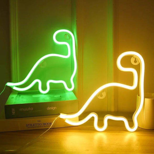 Dinosaurus neon-kyltti LED-valolla seinälle