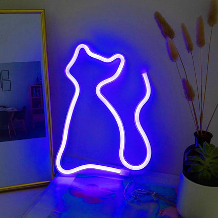 Kissan muotoinen LED-neonvalo sisustukseen