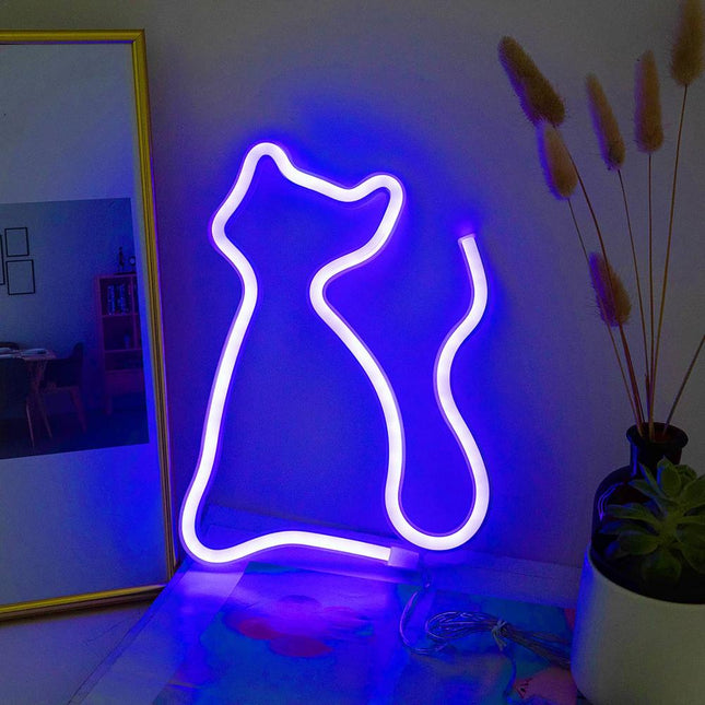 Kissan muotoinen LED-neonvalo sisustukseen