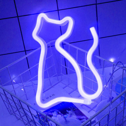 Kissan muotoinen LED-neonvalo sisustukseen