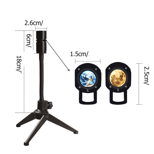 Yövalo kuu- ja maapalloprojektorilla