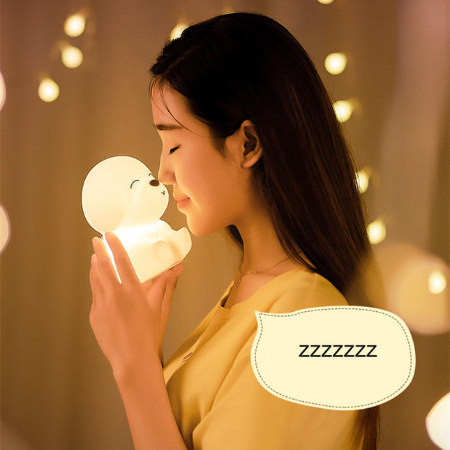 Ladattava silikoninen koiranpentu yövalo