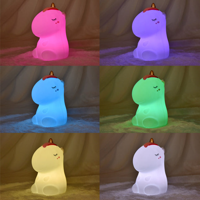 Ladattava silikoni yksisarvis-yövalo väreillä