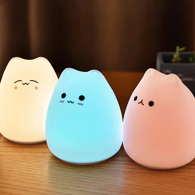 Pehmeä silikoninen kissanpentu yövalo