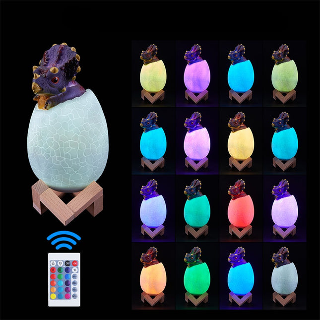 Dinosaurusmunasta kuoriutuva yövalo yöpöydälle