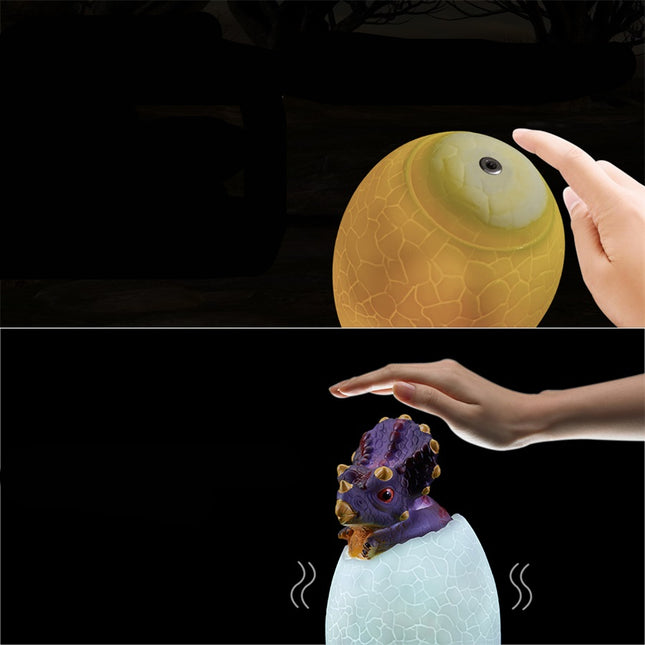 Dinosaurusmunasta kuoriutuva yövalo yöpöydälle