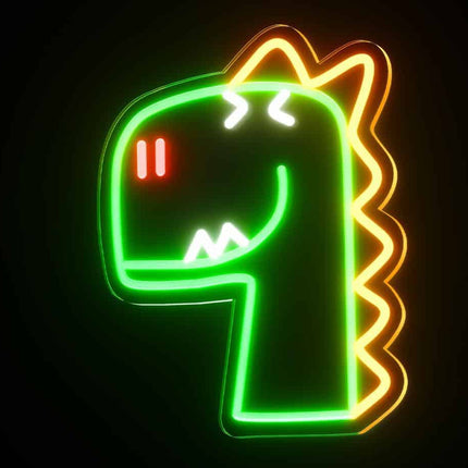 Vihreä dinosaurus neon-valo lastenhuoneeseen