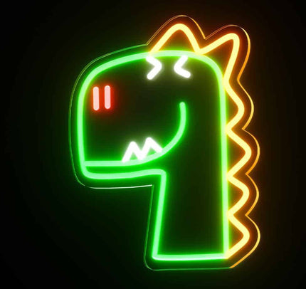 Vihreä dinosaurus neon-valo lastenhuoneeseen