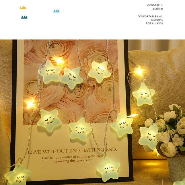 Sininen tähtikuvioinen LED-valosarja koristeluun