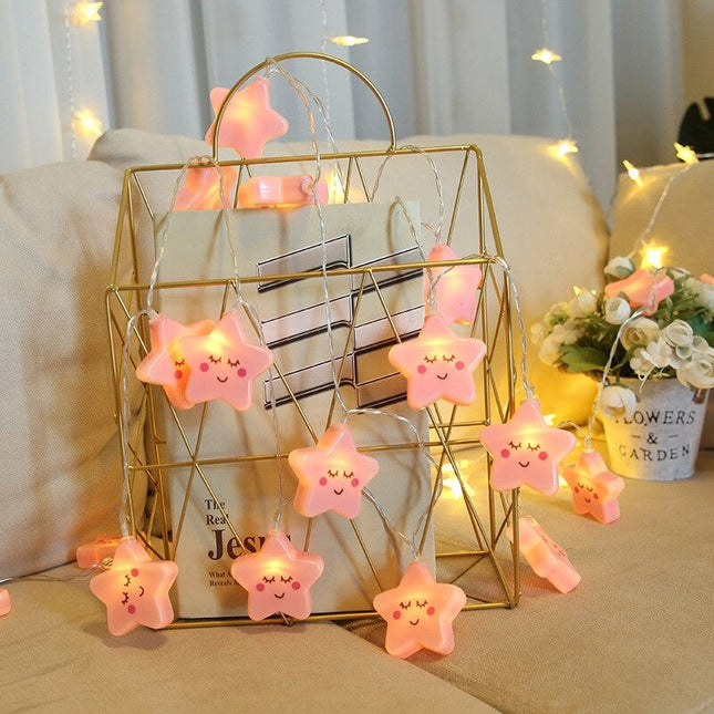 Vaaleanpunainen tähti LED-valosarja lastenhuoneeseen