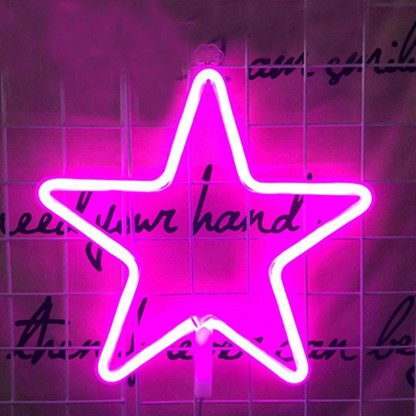 Tähti neonvalo keltainen tai vaaleanpunainen