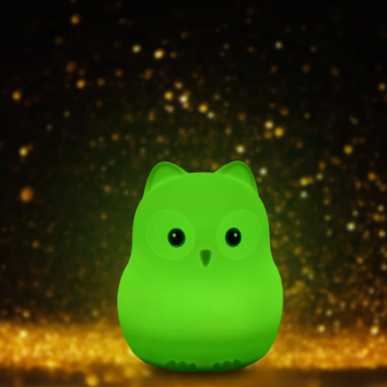 Pehmeä silikoninen pöllö-yövalo kaukosäätimellä