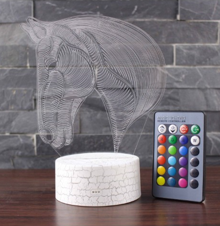 Hevosen pää 3D-illuusio LED-lamppu