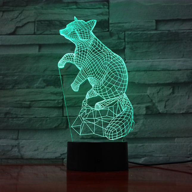 Kettu 3D-illuusio LED-yövalo lapsille