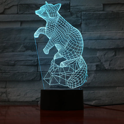 Kettu 3D-illuusio LED-yövalo lapsille